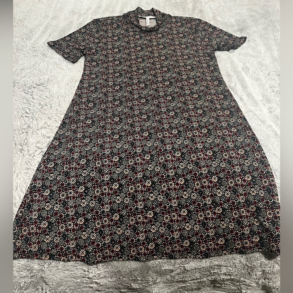 high neck polyester short sleeve dress